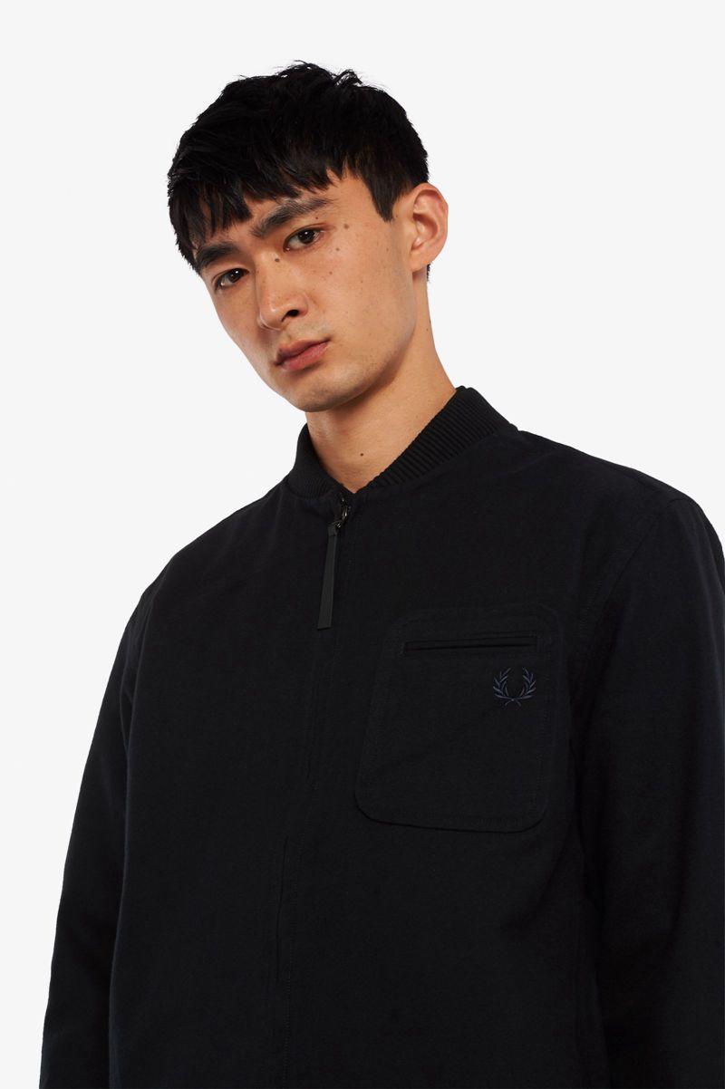 Black Fred Perry Zip-Through Flannel Men's Shirts | PH 1551NWYB